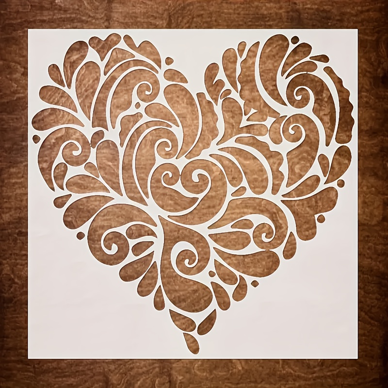 1pc Large Mandala Heart-shaped Stencil - 8 Inches - Reusable Drawing Template, Suitable For Walls, Mats, Floors, Fabrics, Clothing, Furniture, Canvas - Milky White Template