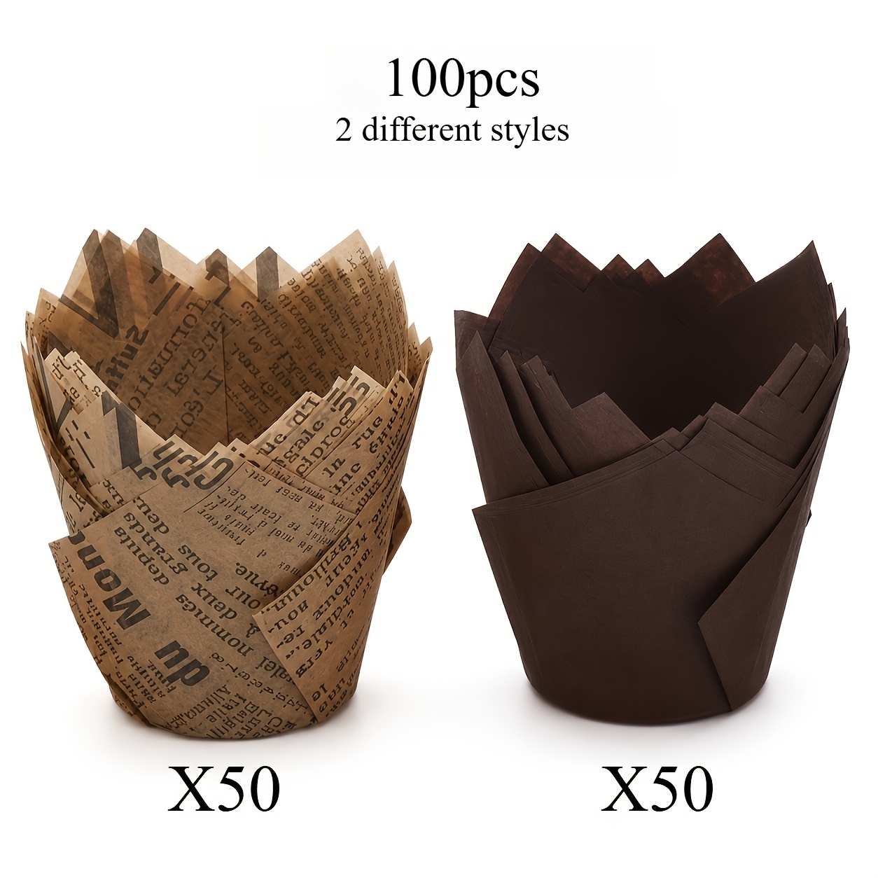 100pcstulip Cupcake Liners Baking Cups Muffin Liner Grease-proof Paper Cupcake Wrappers For Wedding, Birthday Party