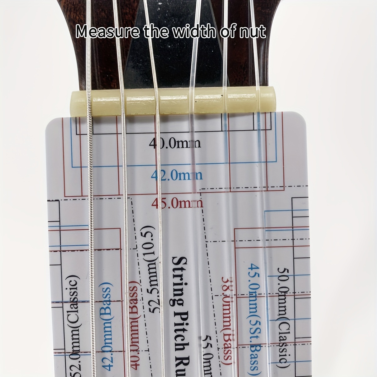 RP Acoustic Guitar String Spacing Measuring Ruler - Precision ABS Tool for Electric, Classical, Bass & Acoustic Guitars - 80mm Scale with Preset Chord Distances for Optimal Setup, Classical Guitar Strings