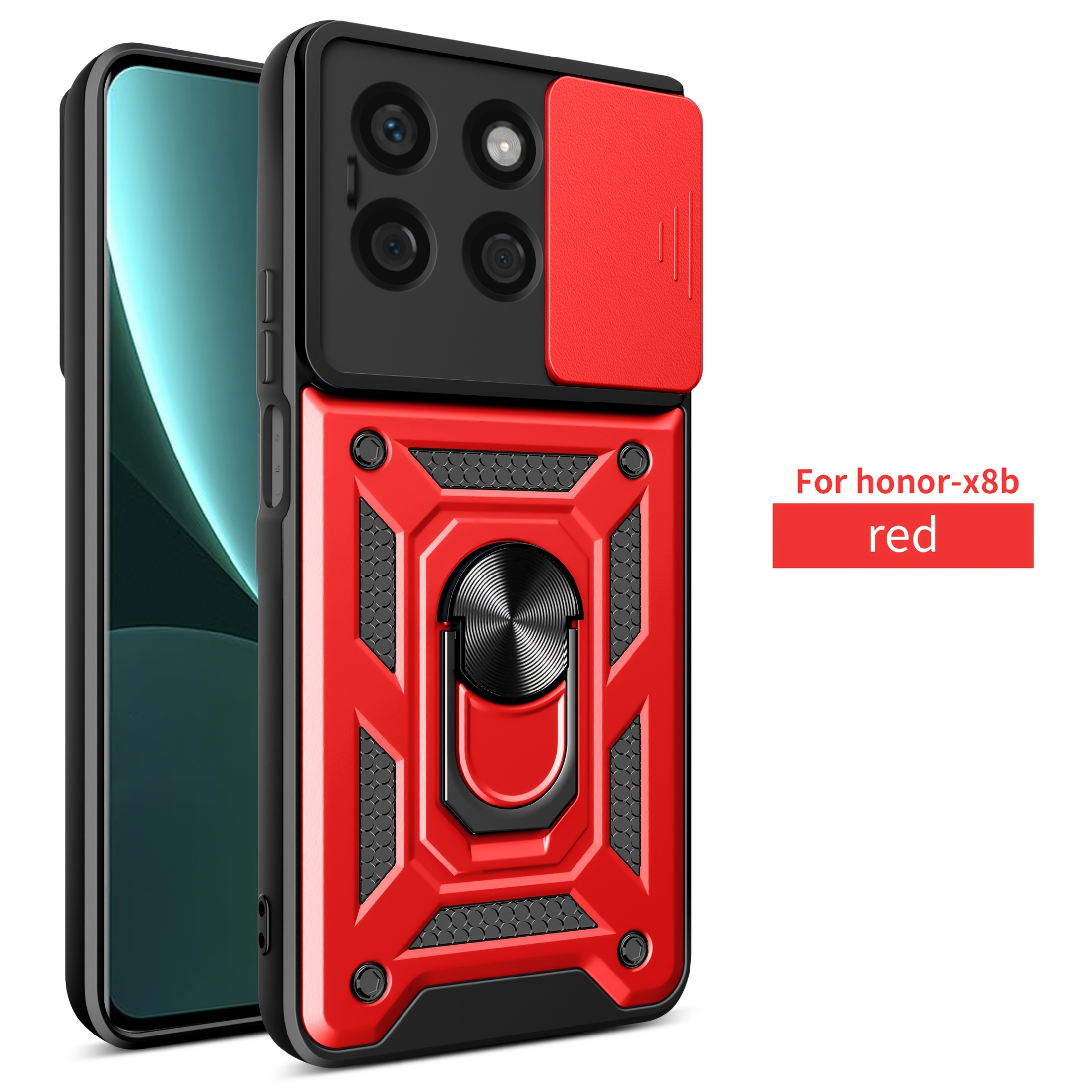 Pixfab Shockproof Armour Case For Honor X8 4G / X7 4G – With Ring Holder & Kickstand