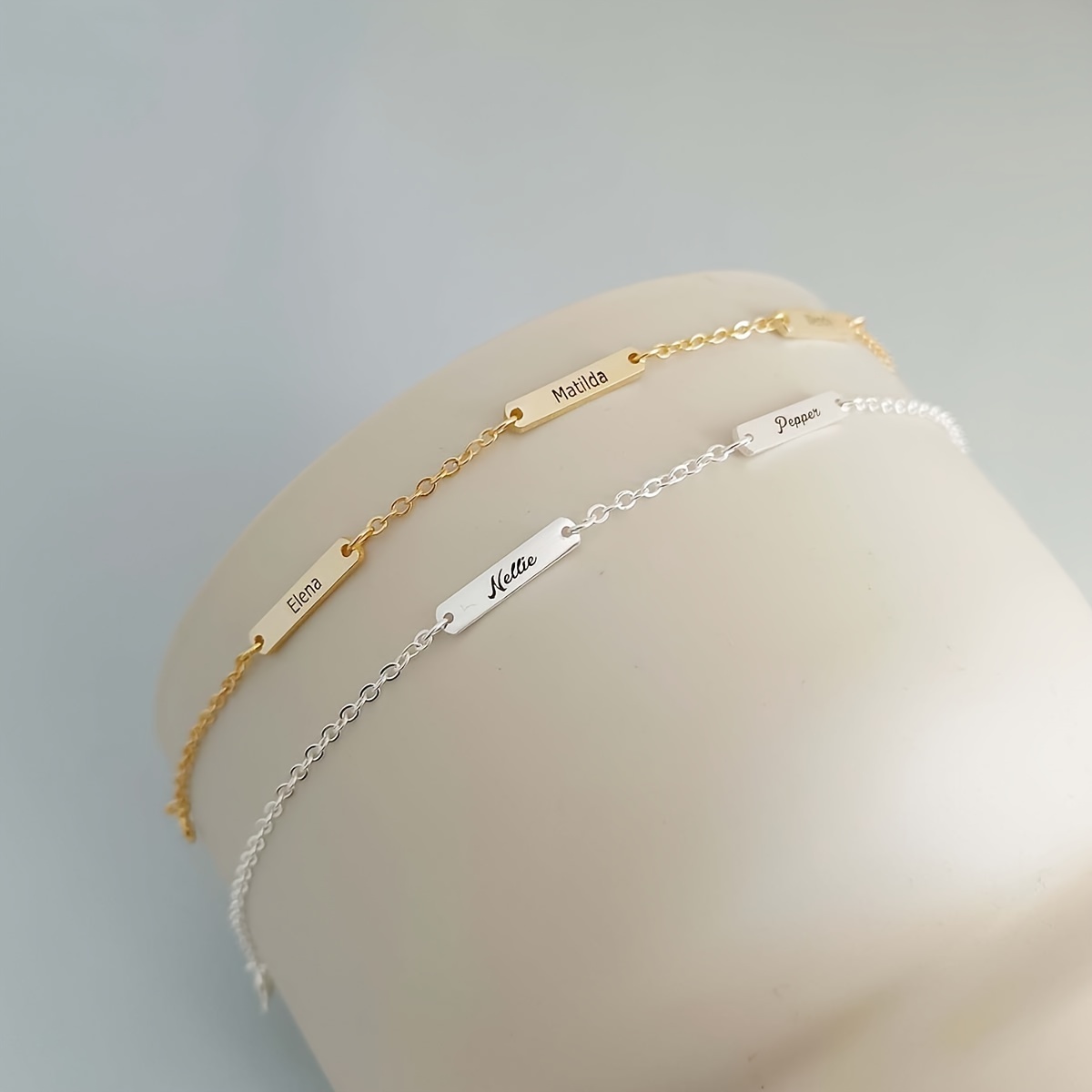 Custom Personalized 1-3 English Name Pendant Bracelet — 18K Gold-Plated