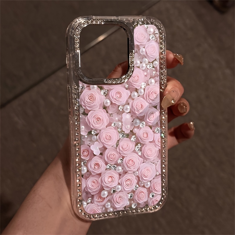 TEMU Phone Case - A Luxurious Phone Case Featuring With Sparkling Diamonds, A Transparent Starry Border, And Shockproof Protection, Compatible With