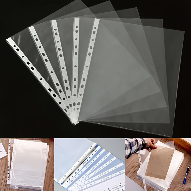 

100/300pcs A4 Transparent Folders, Waterproof Box Transparent File Bags, Paper Holder Folders, Transparent Plastic Folders