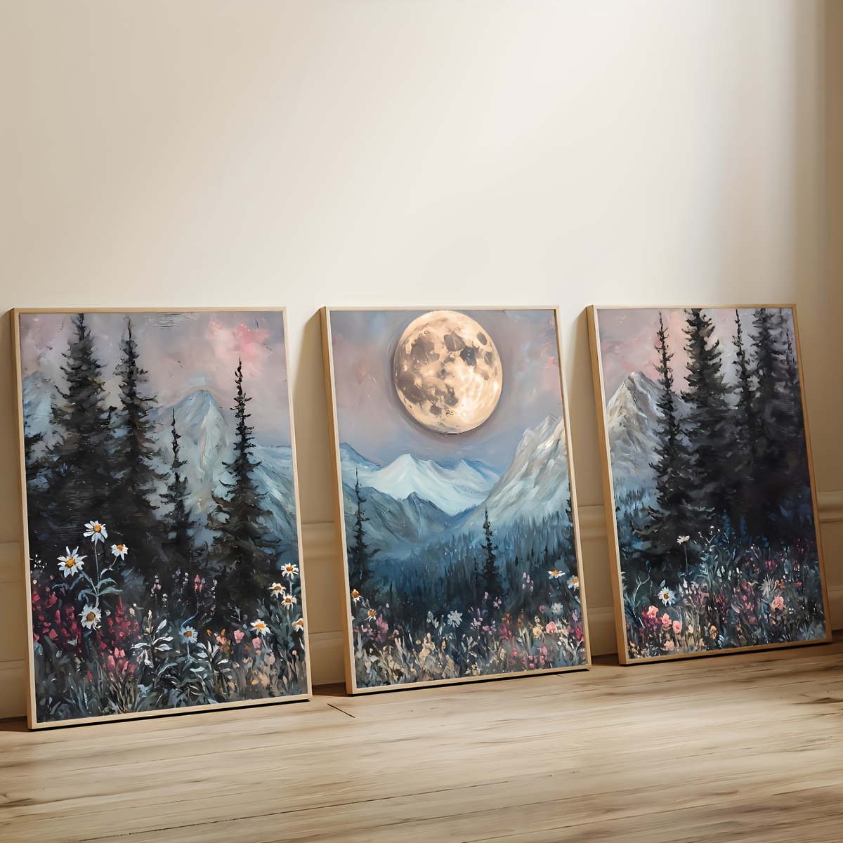 TEMU 3pcs Frameless Landscape Posters - Forest, Mountain & Scenery, & Reusable Art Prints For Living Room, Bedroom, Kitchen, Bathroom Decor - Ideal