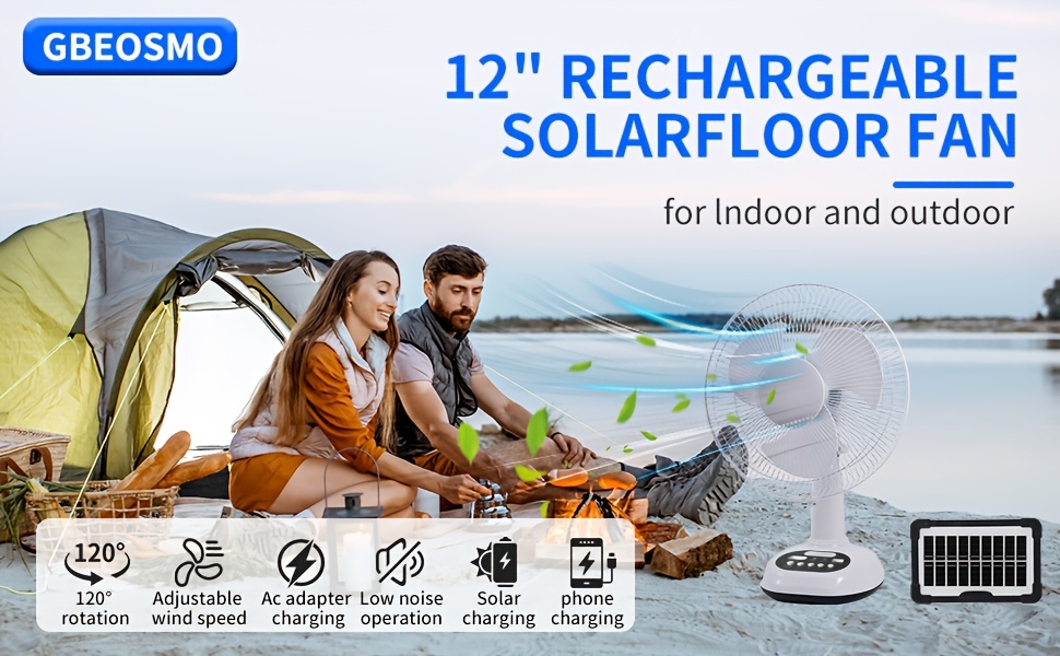 Ventilador solar portátil 12 pulgadas Cuba apagones