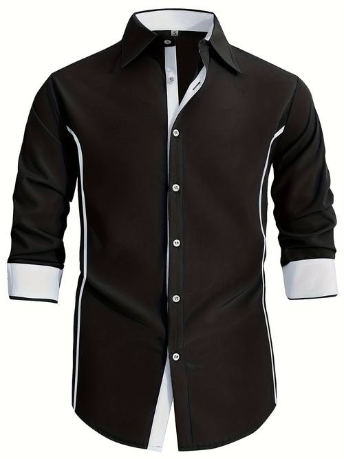 mens spring autumn winter casual light business turn collar breathable comfortable stretch long sleeve dress shirt