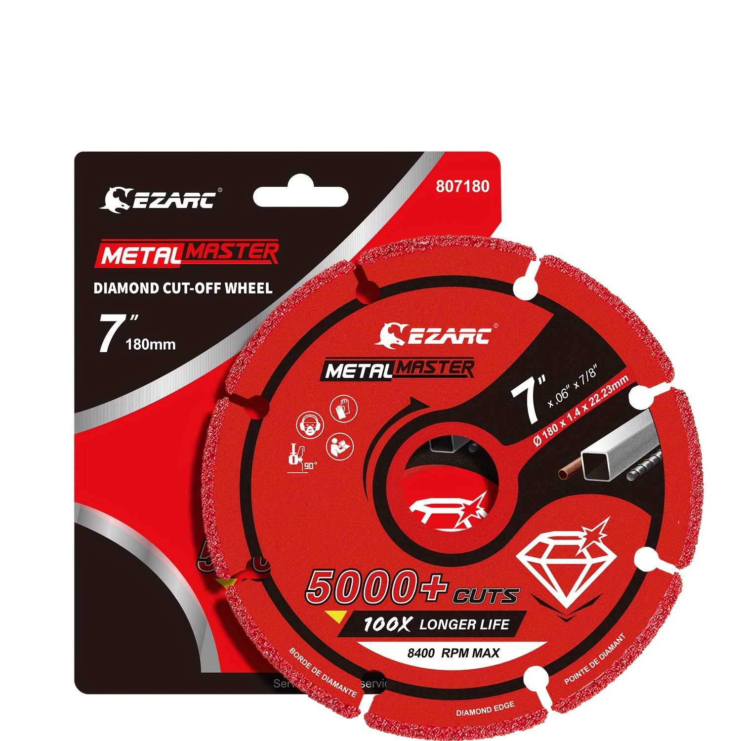 

Ezarc 7" Diamond Cutting Wheel 1 Pc, Cut Off Wheel With 5000+ Cuts On Metals, , Steel, Iron, Accurate, 100x Longer Life, Diamond Cutting Disc