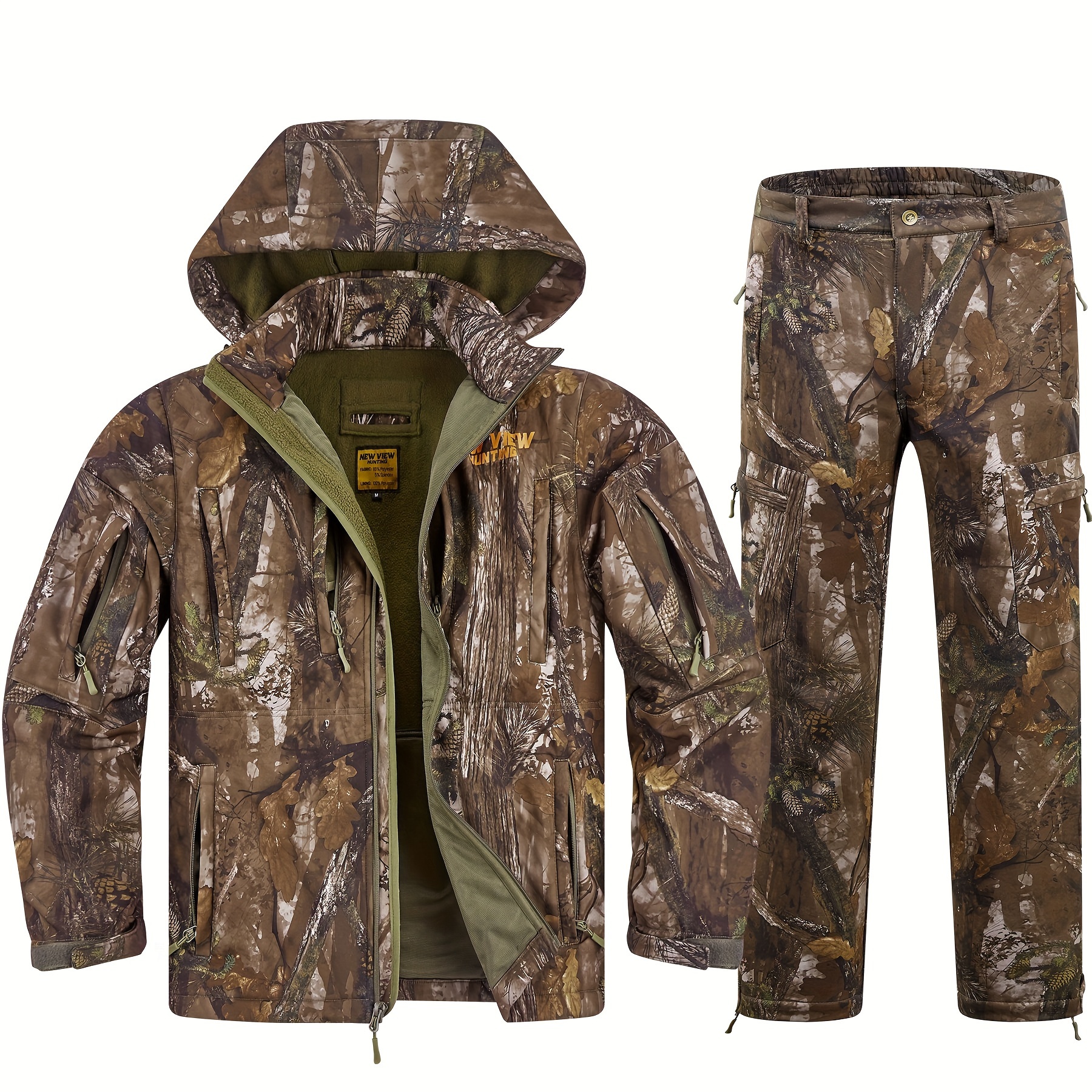 TEMU New View Men' Gear Set - Fleece-lined, Water-resistant Jacket & Pants With 3d Pattern For - Ideal For Christmas, Easter, Valentine's, Thanksgiving, Father's Day