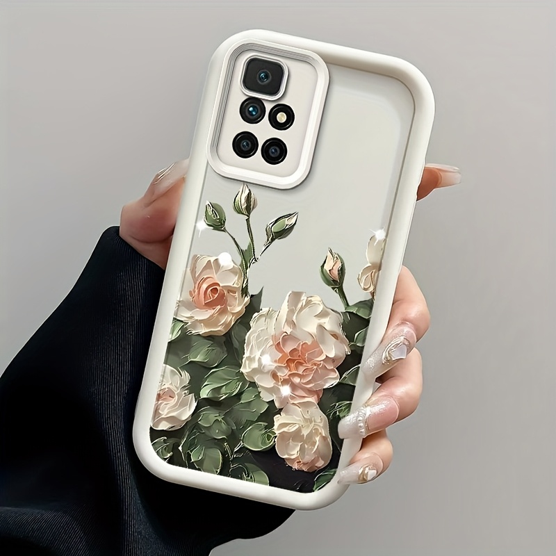 TEMU Flower Phone Case For Redmi Prime - Soft Tpu Shockproof Full Coverage Back Cover Protective Mobile Shell