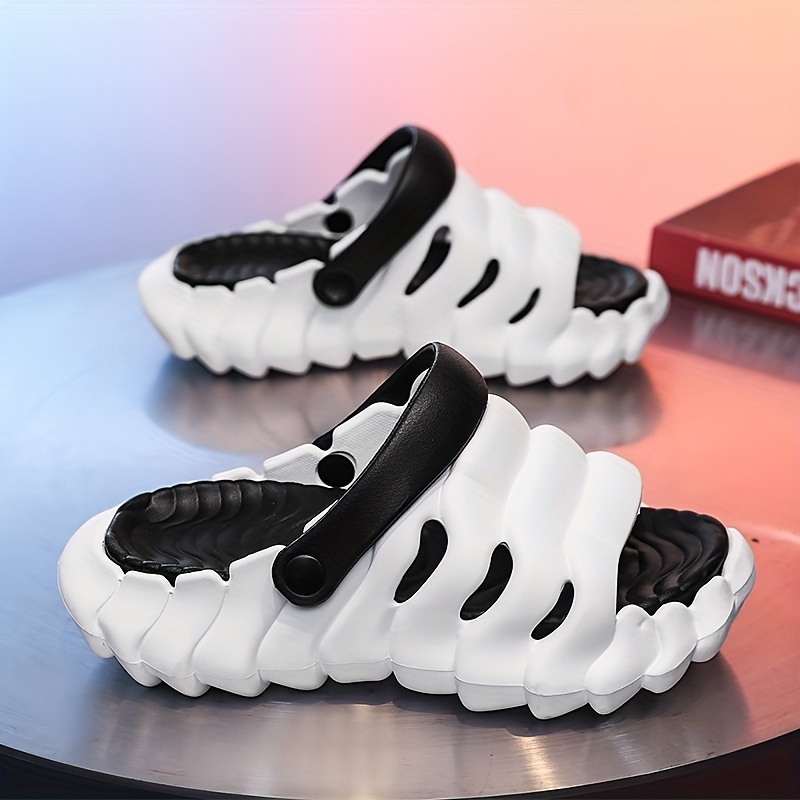mens summer 2025 sports slide sandals anti slip odor resistant thick sole height increasing casual eva slip on shoes in trendy   comfortable footwear trendy slippers eva material sandals strappy sandal Product details 5