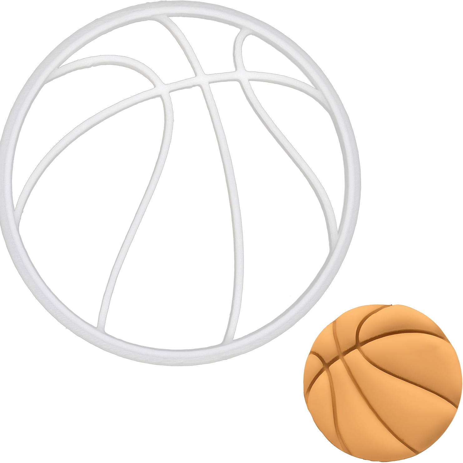 Image of 1pc Basketball Cookie Cutter, Cookie Cutter, Decorative Cookie Mold, Easy-to-use Baking Tool, Used For Fondant Cutting, Basketball Lover Cookie Stamp