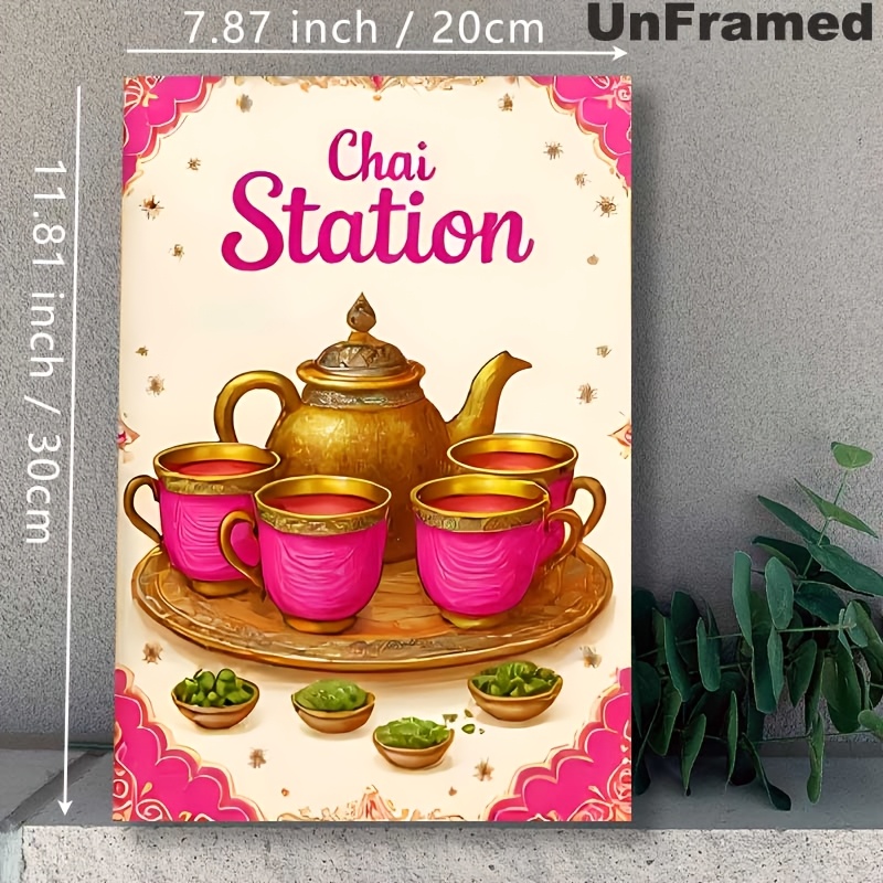 TEMU 2d Flat, 2d Flat,1pc Canvas Prints Poster Frameless, Pink Mehndi Decor Chudiyan Henna Station Jhumka Chaat Meetha Dholki Decor Table, Home Decor