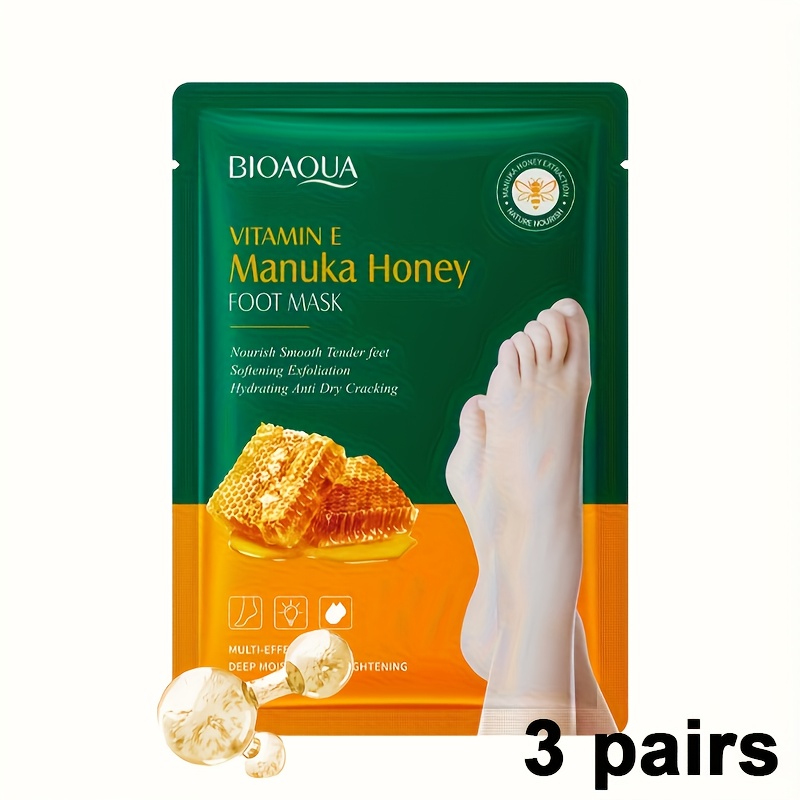 TEMU 3 Pairs/ 1 Pair Vitamin E Honey Foot Masks- Moisturizing& Nourishing Each, Hydration To Dry, Dehydrated Feet, Plant-based Squalane, Feet Care Products