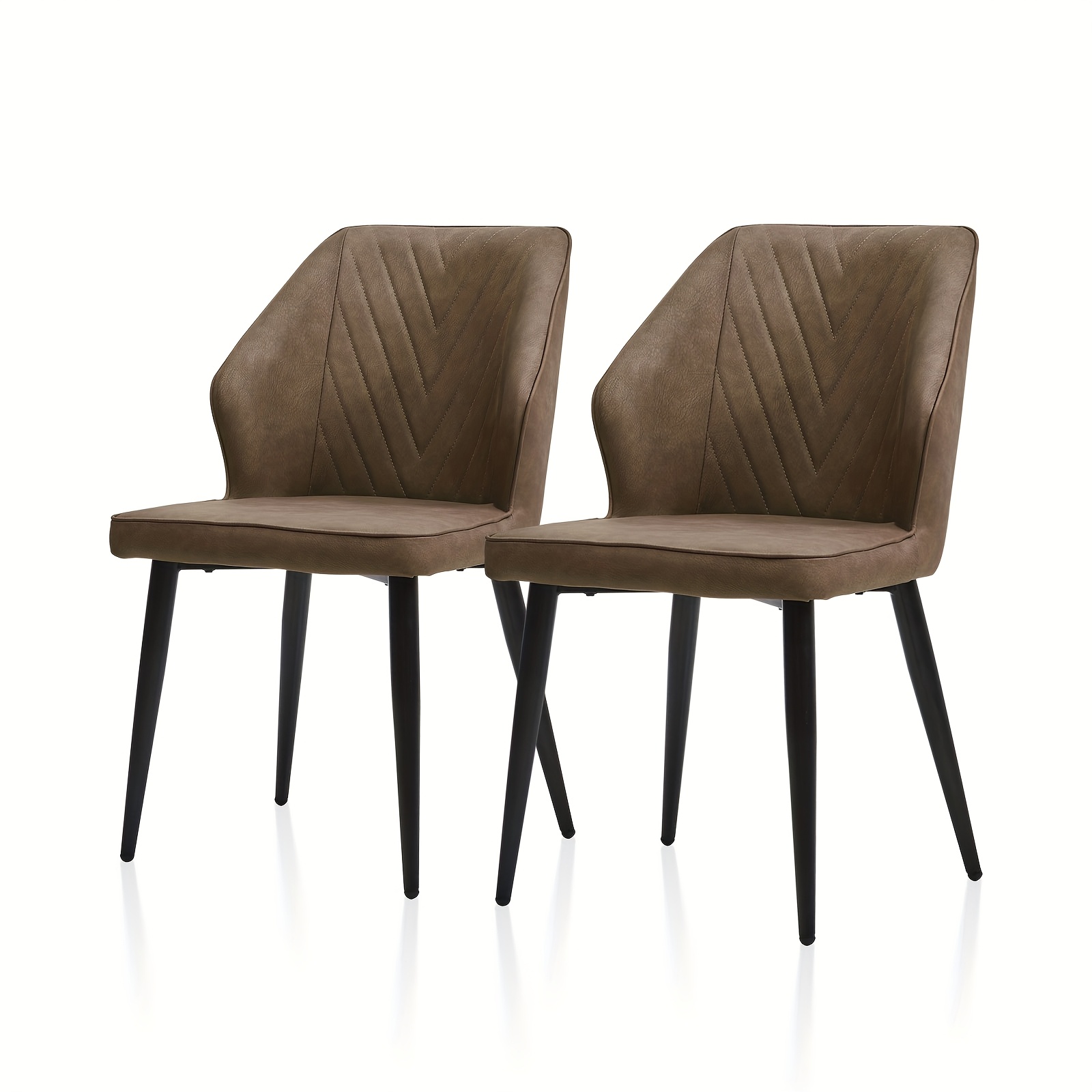 Dining Chairs Set Of 2, Faux Leather Kitchen Chairs, Casual Reception Chairs, With Soft Cushions And Metal Legs, Bath Chairs; Suitable For The Home, Living Room And Office