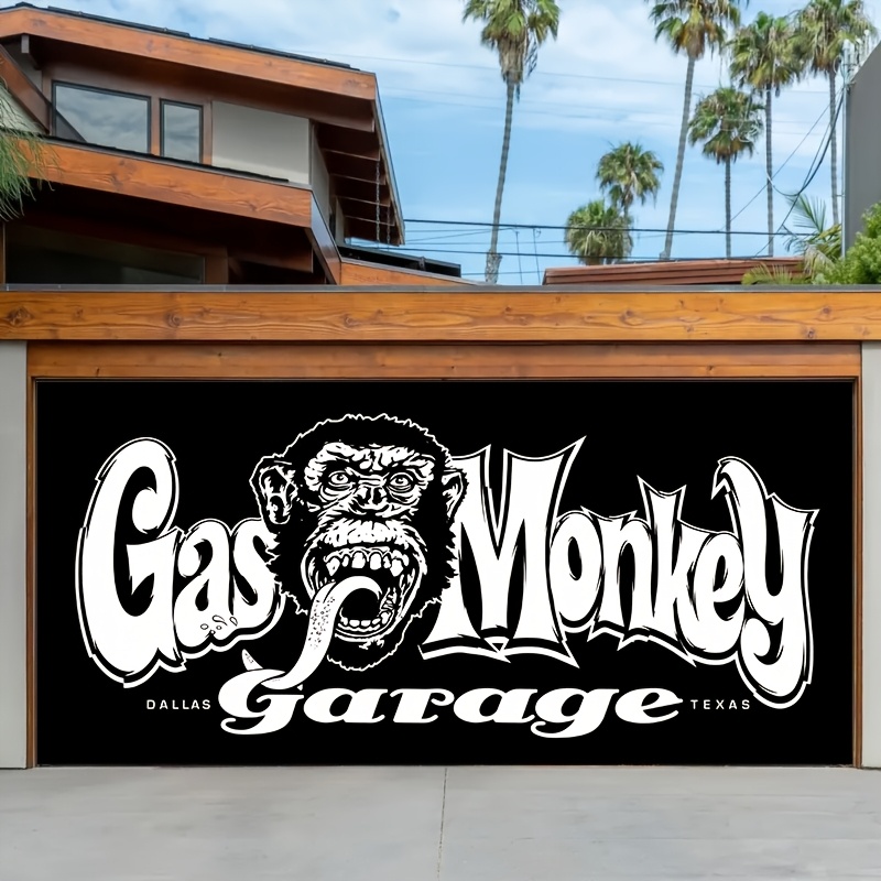 

1pc Autocollant De Porte En Tissu Pour Garage Monkey Gas - , Pas Besoin D'électricité, Autocollant De Slogan Pour La Décoration Du Garage