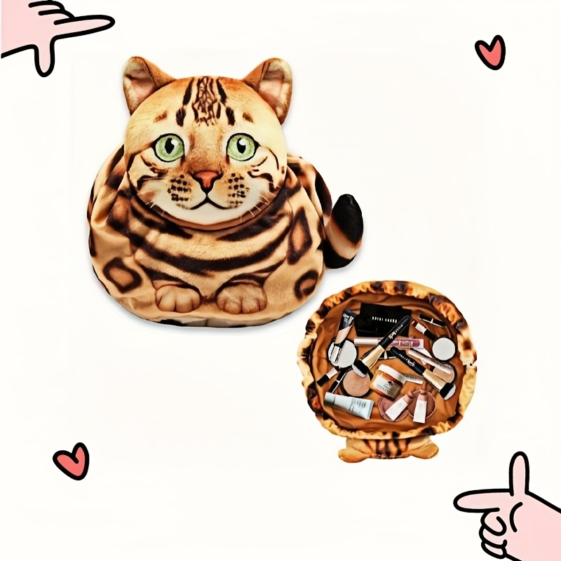 Federmäppchen Mit Süßem Katzen-Motiv, Groß, 20x15x5 Cm, Weiches Canvas Mit Reißverschluss | Für Stifte, Make-up & Kleinkram