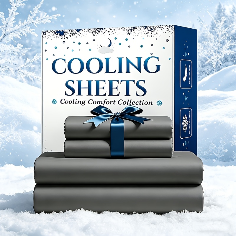 TEMU 3- Or 4pcs Bamboo -size Cooling Sheet Set - Hypoallergenic, Breathable, With 14" Deep Pockets, Shrink- And Fade-resistant - Available In Random