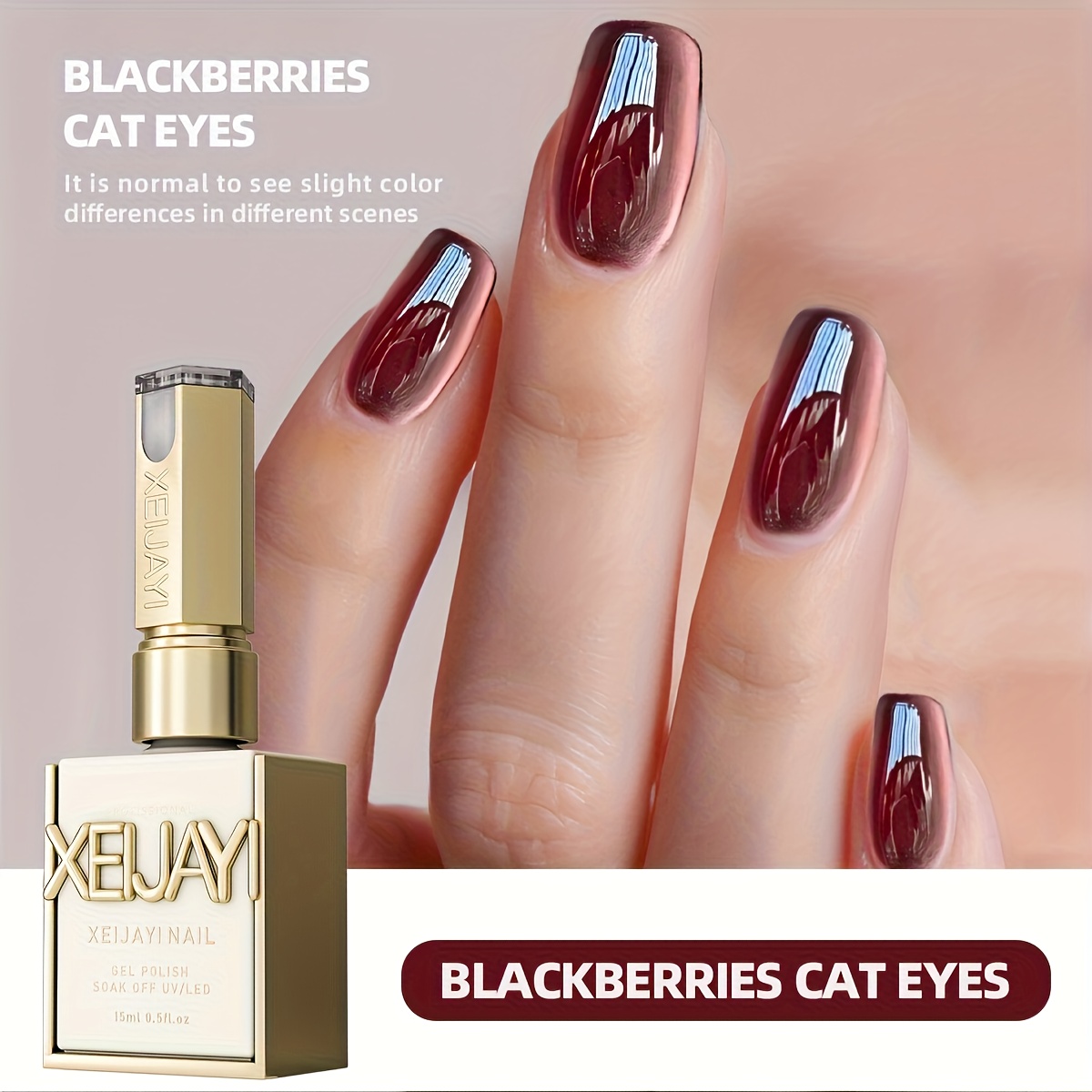 TEMU 1pc 15ml New Popular Reflective Magnetic Nail Gel Semi-permanent Nail Art Soaking Led Nail Salon Nail Salon Gel