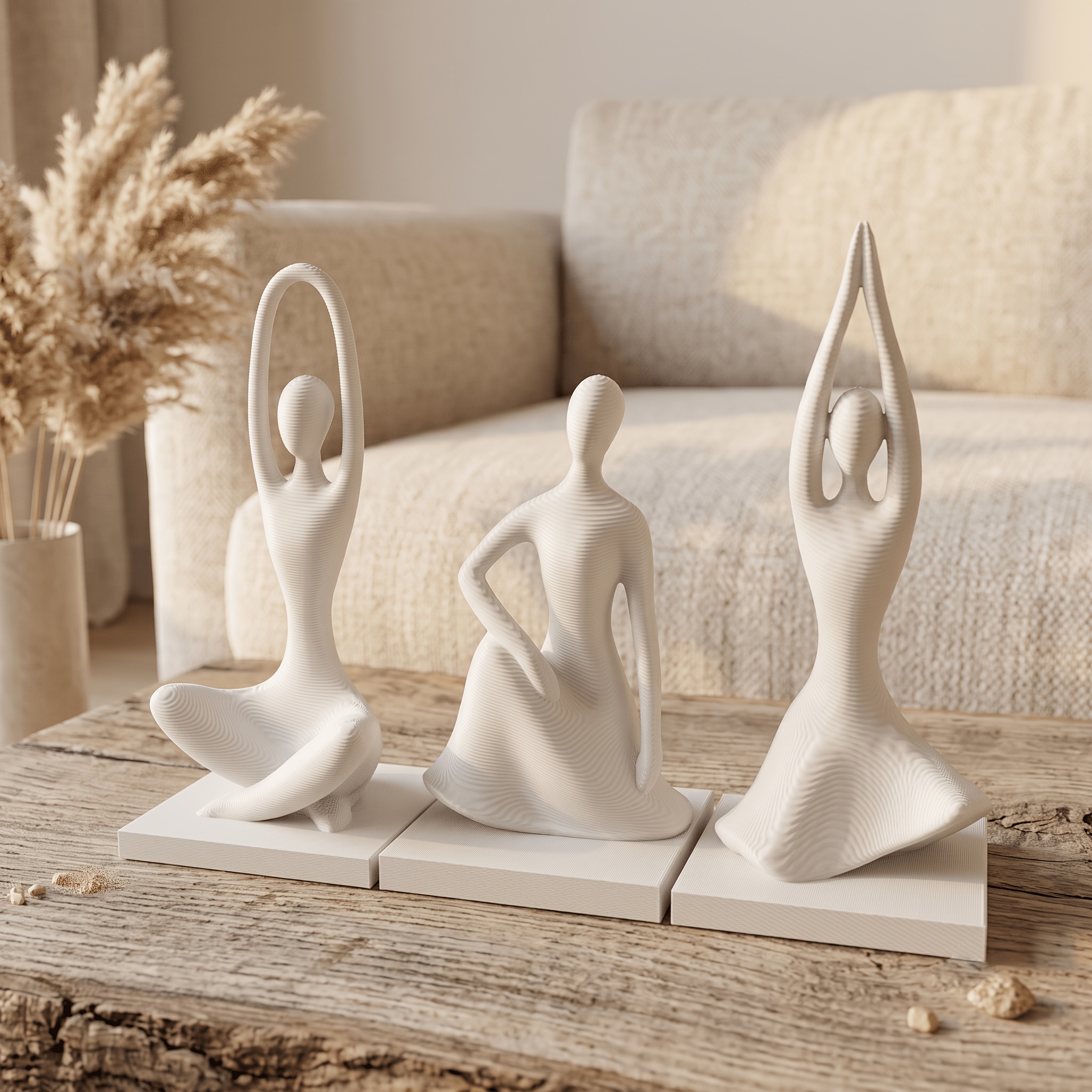 3 teiliges dekoratives yoga skulpturen set moderne abstrakte