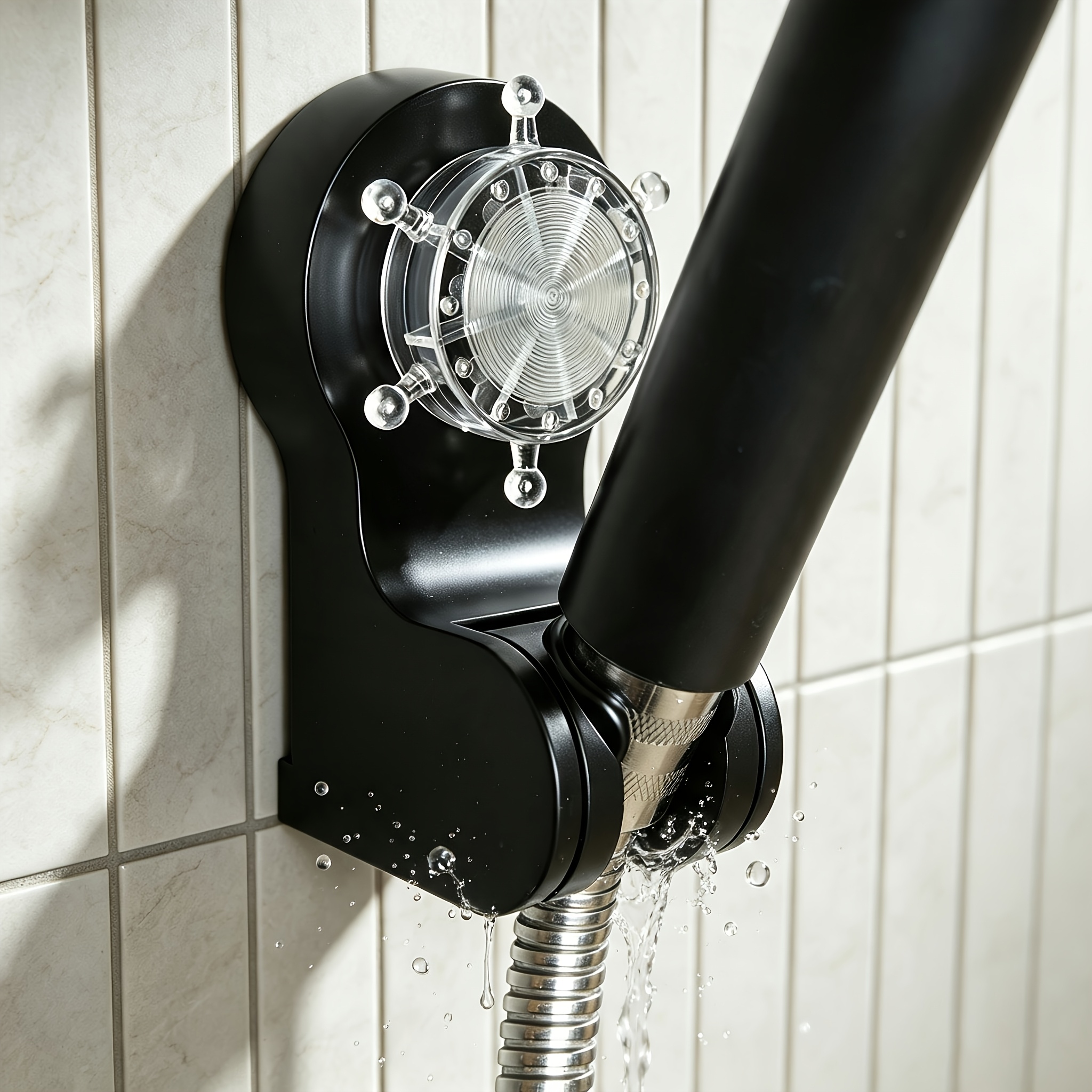 TEMU Pirate Ship Style No-drill Shower Holder, Suction Cup Adheres To Wall, No Drilling Needed, Safe For Tile Surfaces. Multi-angle Adjustable,