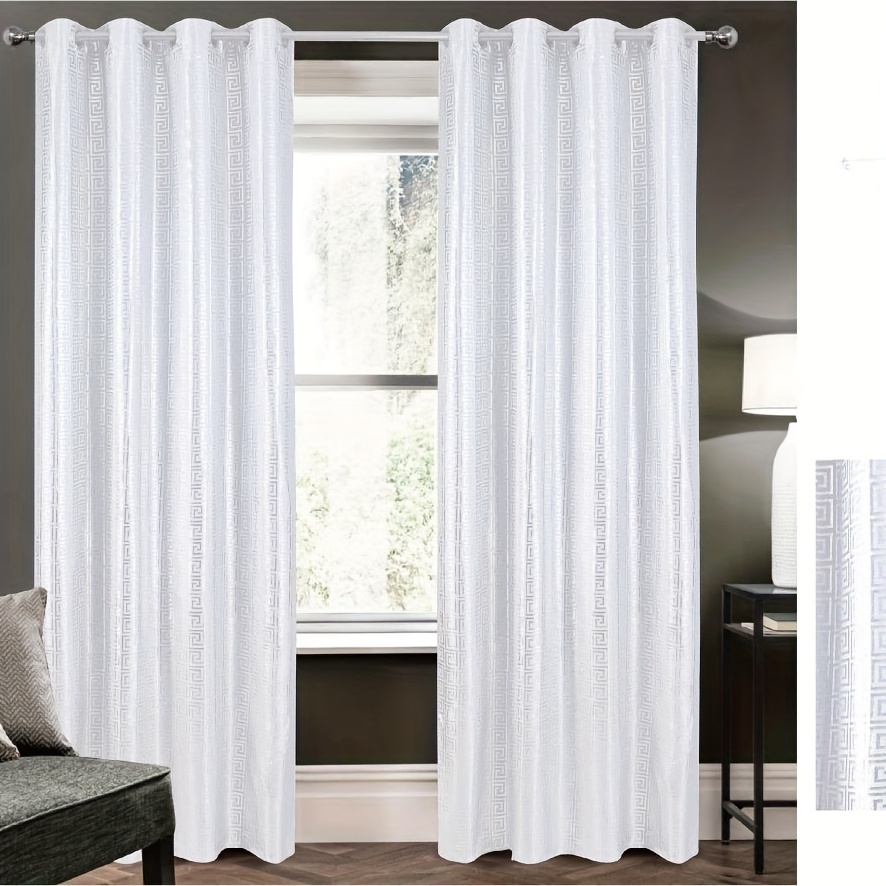 Set Of 1 Or 2pcs, Stylish Silvery Patterned Blackout Drapes, Made From Thick Fabric, With A Single Piece Measuring 140cm By 260cm