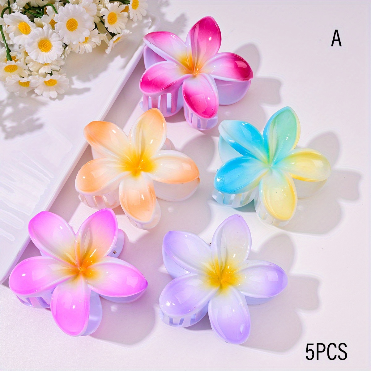 5pcs floral hair clips in   womens plumeria large hair claw clips for updos   clips half up hairstyles vacation and daily   accessories for spring and summer