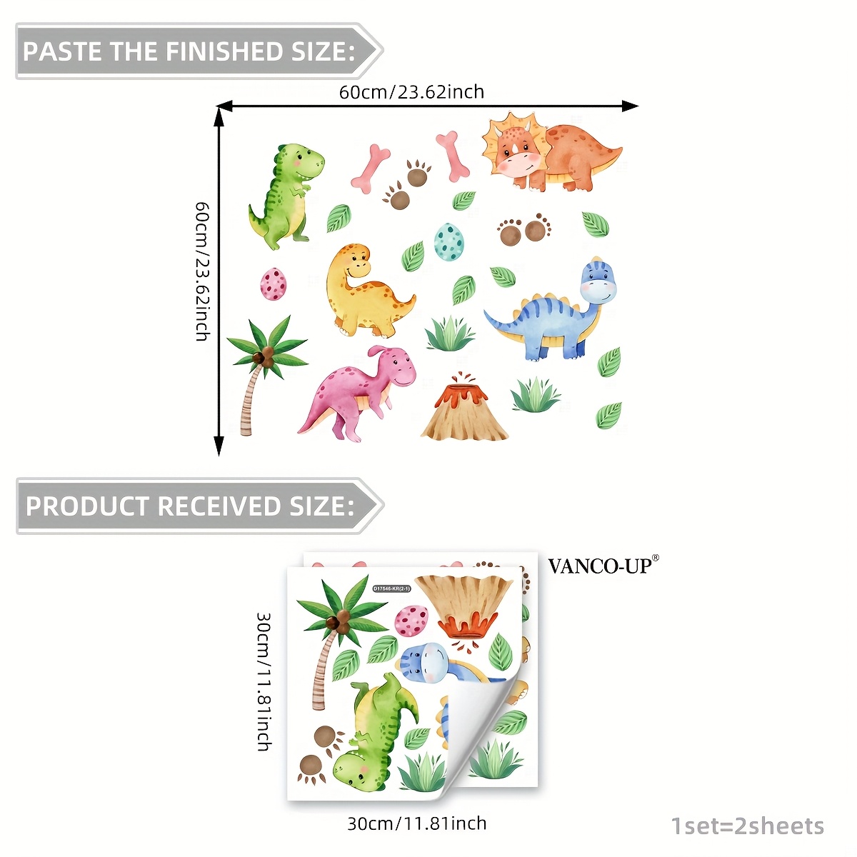 Image of 2pcs Set Of 30x30cm Static Cling Dinosaur Leaf Decorative Stickers For Living Room And Bedroom Windows, Model D17546-kr For Halloween And Christmas