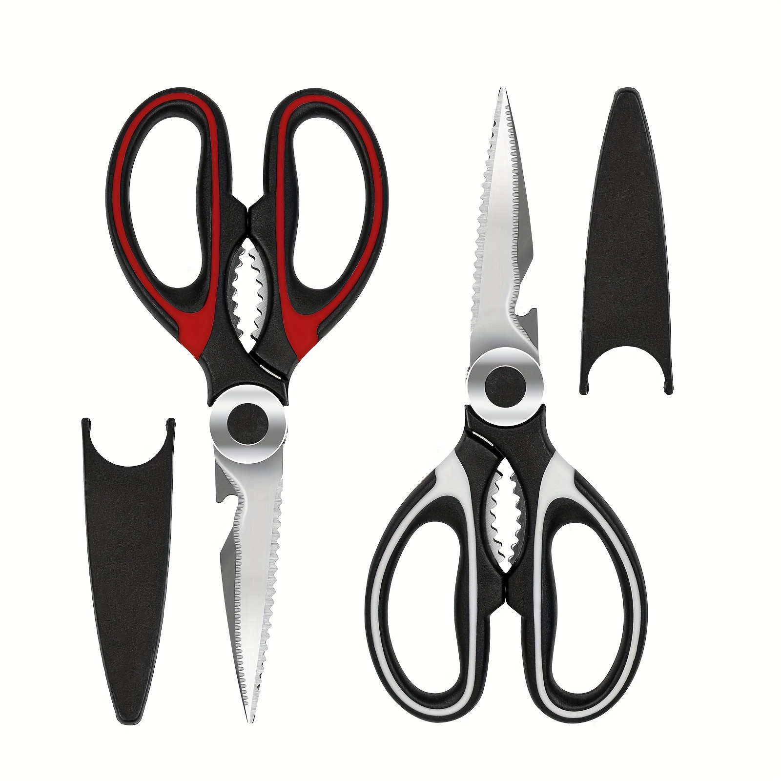 TEMU 2-pack Kitchen Scissors Heavy Duty, Premium Sharp Kitchen Shears For Food, Fish, Meat, Bones, Poultry And Vegetables With Strong Stainless Steel Blades Multi Purpose Cooking Scissors