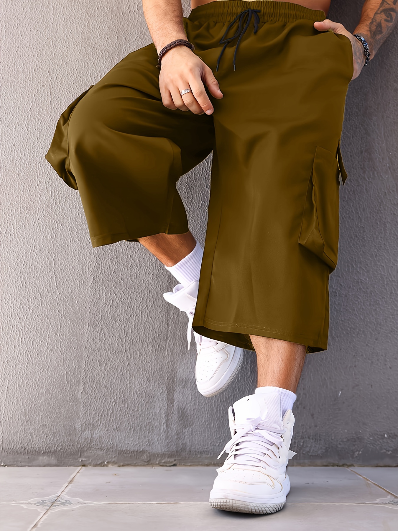 plus size men' color capri cargo pants casual loose - Temu plus size men' color capri cargo pants casual loose - Temu