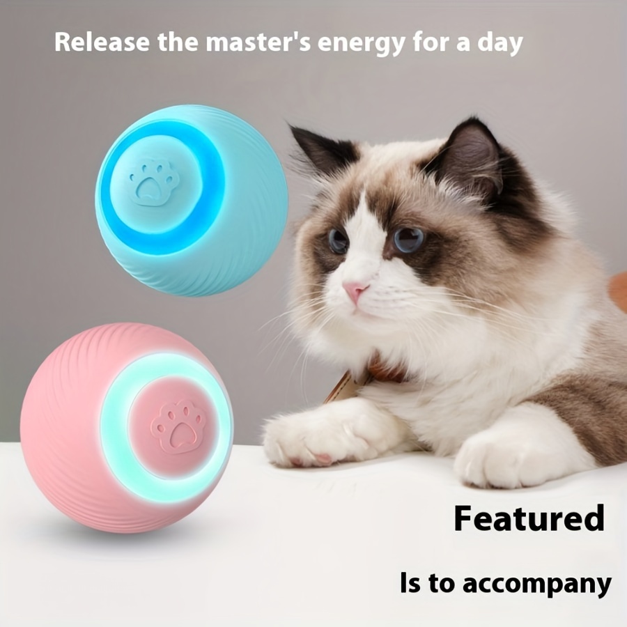 Interactive striped silicone cat toy ball USB rechargeable