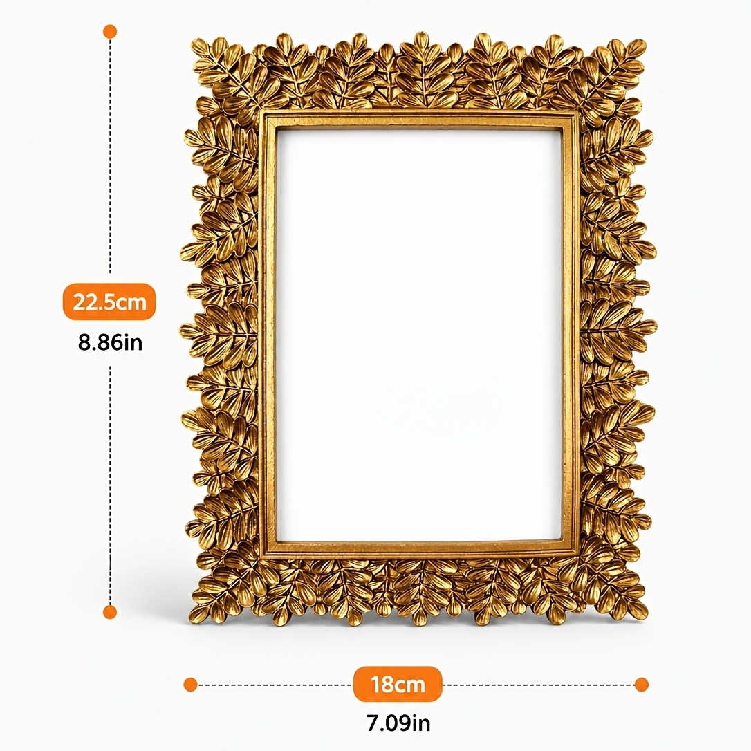 TEMU 1pc Resin Floral Photo Frames, Frames, Decorative Desktop Frames, Suitable For Bedrooms, Dressing Tables, Desks, Bookshelves, And Wedding