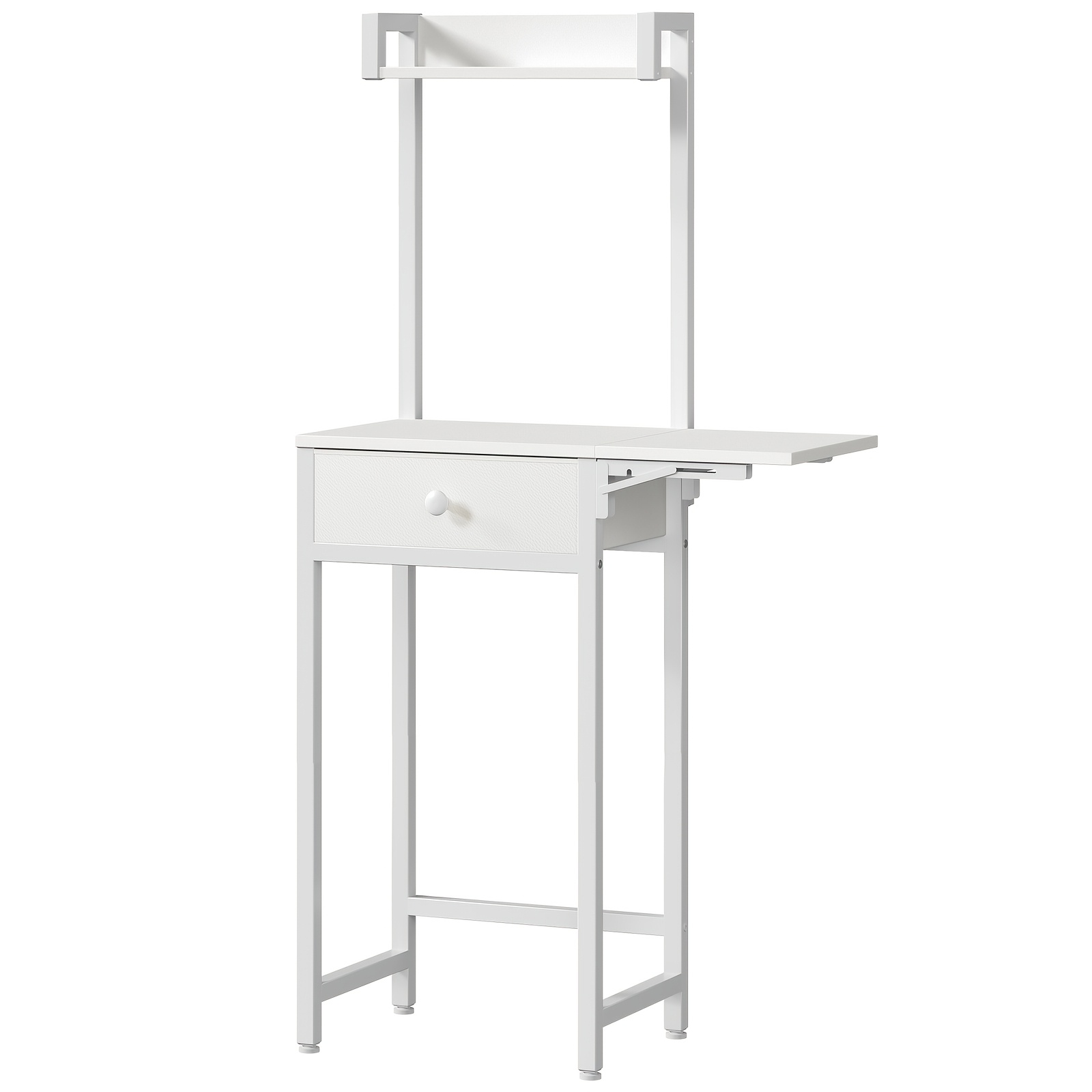 Image of Small Mirrorless Vanity Table, Small Space Dressing Table, White Compact Vanity Table, With Folding Panels And Fabric Drawers, Suitable For Bedroom, Easy To Assemble, White