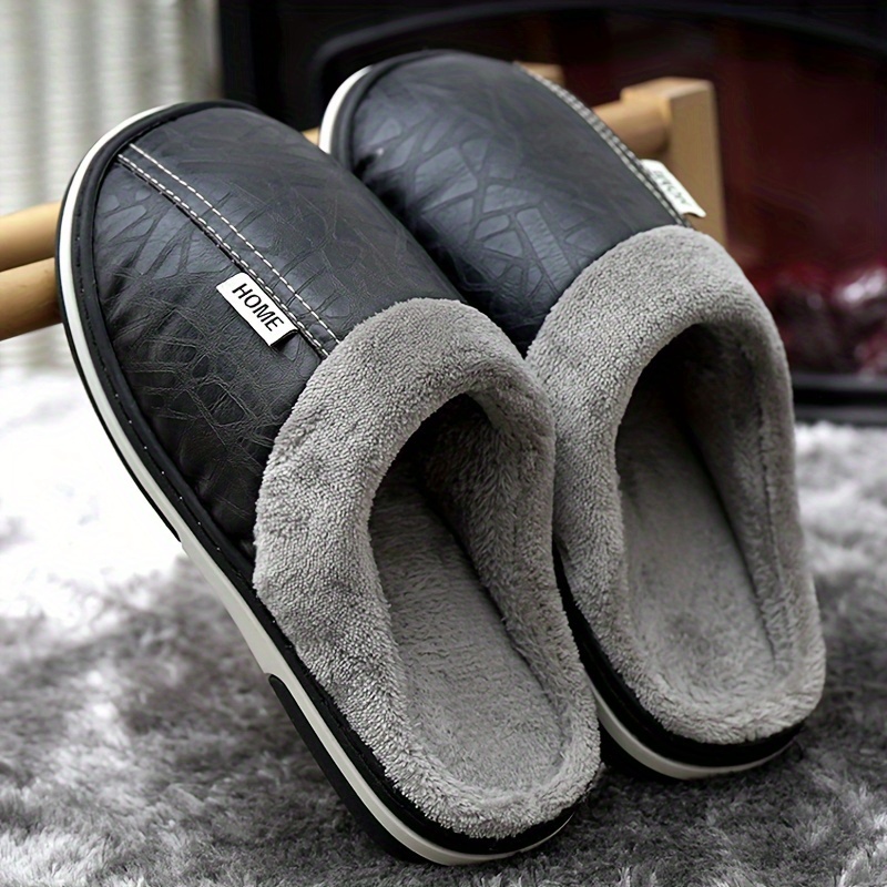 Image of Fxai Men's Big & Tall Slippers - Winter Warm Indoor House With Non-slip Sole, Soft Cushioned Booties For Cold Floors, & Disability-friendly (-on Design) - Autumn/winter Footwear