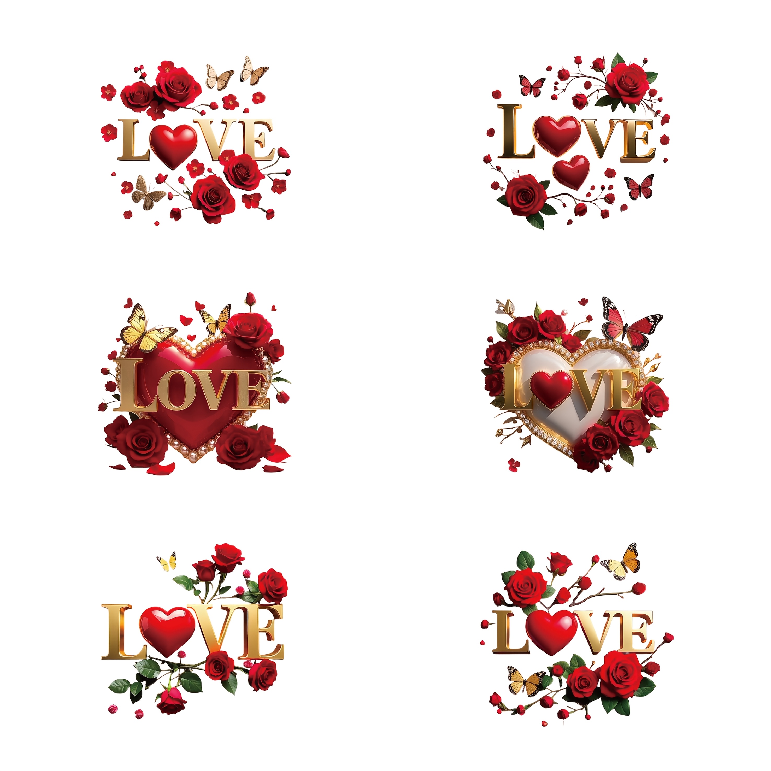 

6pcs 's Day Uv Dtf Transfer Stickers, Waterproof & -resistant, Self-adhesive Vinyl Decals With Heart & Rose Designs For Diy Crafts & Home Decor