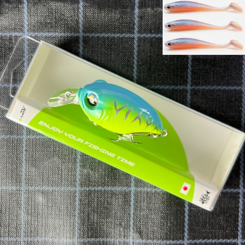 TEMU Водяний блешня Rock Chubby Minnow з відігнутим ротом, для ловлі окуня, тилапії та 3 шт. приманок