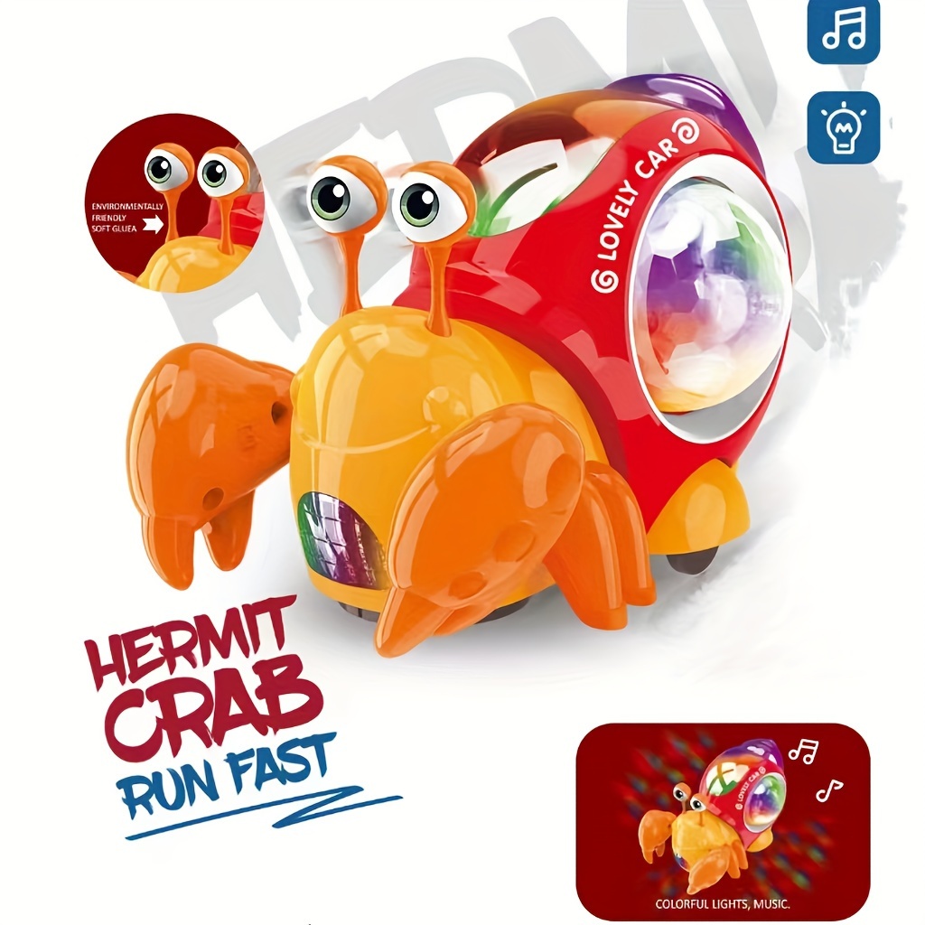  Juguete de cangrejo para bebé, juguete de cangrejo para niños y  niñas, juguetes de cangrejo caminante con carga USB de luz y música, juguete  de cangrejo para niños de 3 a