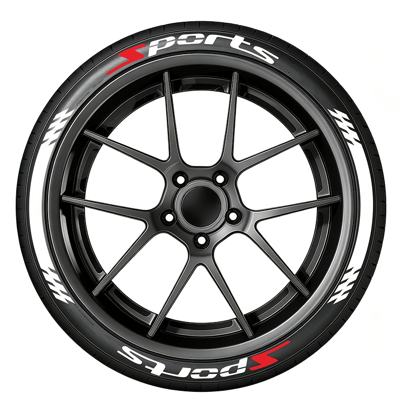 TEMU 16pcs Set Of 4pcs Tire Sports Style Car Wheel Shaped Waterproof Durable Letter Car Tire Decoration Additions Stickers Vinyl Decals, Waterproof