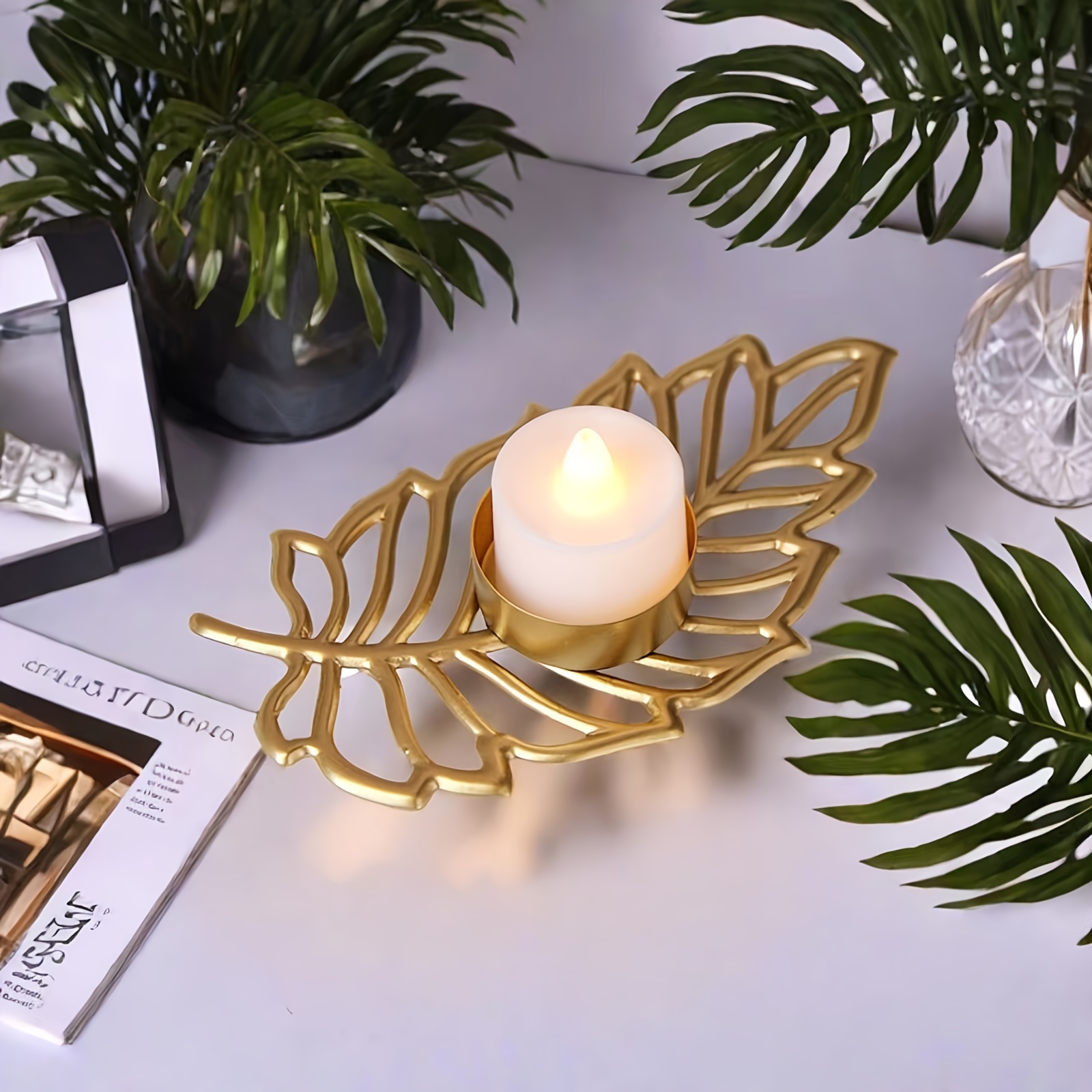 

Design Candle Holder, Single Golden Decorative Tealight Stand For Home, Living Room, Bar, Party, And Dining Table Decor