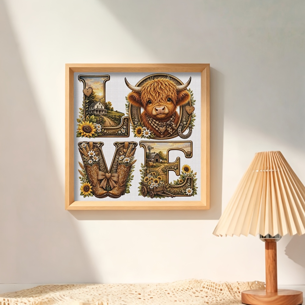 LOVE Highland Calf Themed 11CT Cross-Stitch Kit