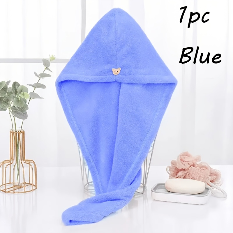 TEMU 1 Toalla para el cabello de mujer, Gorro de pelo súper absorbente de fibra ultrafina, Azul/Rosa disponible - Toalla de ducha estilo pañuelo para