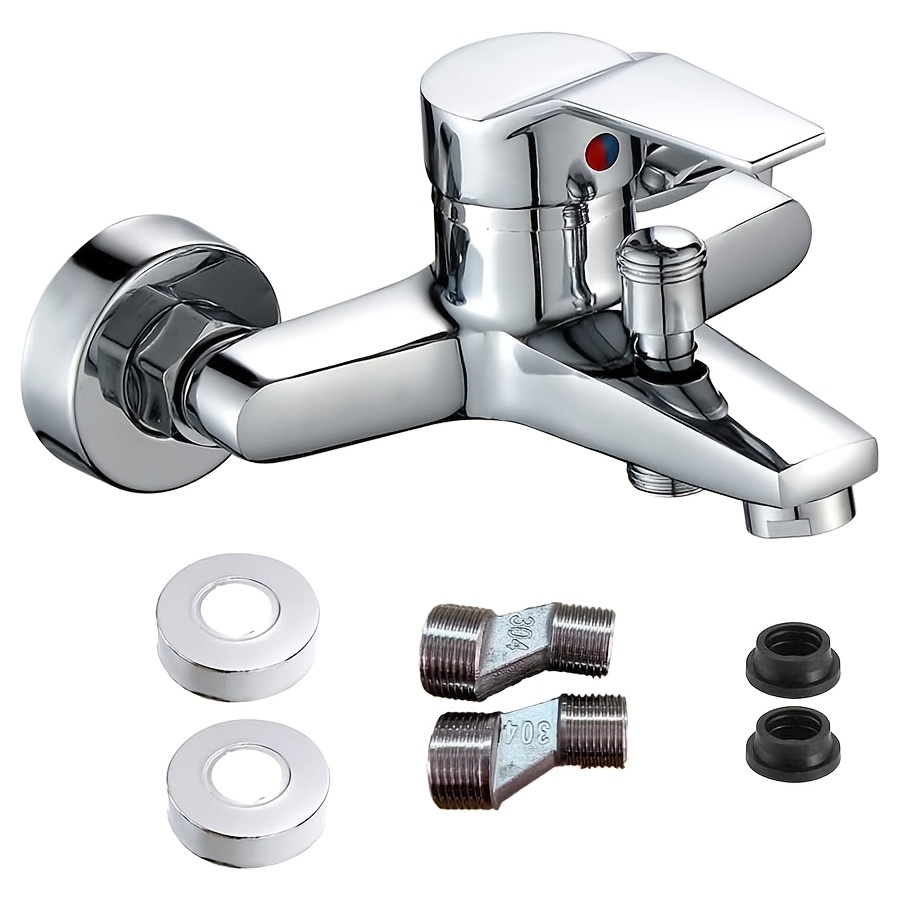 Image of Bathroom Tap Bath, Single Lever Mixer Shower, Bathroom Fittings, Bathtub, Hot And Cold Water Tap With Mounting Accessories, Classic Bathtub Fittings For Bathtub And Bath