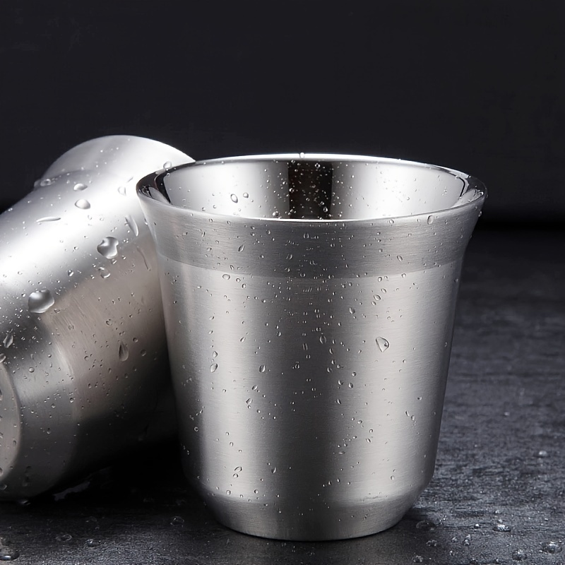 2pcs 86ml Tea, Coffee Cup Double Layer 304 Stainless Steel Cup Household Insulated Tea Cup Wine Cup