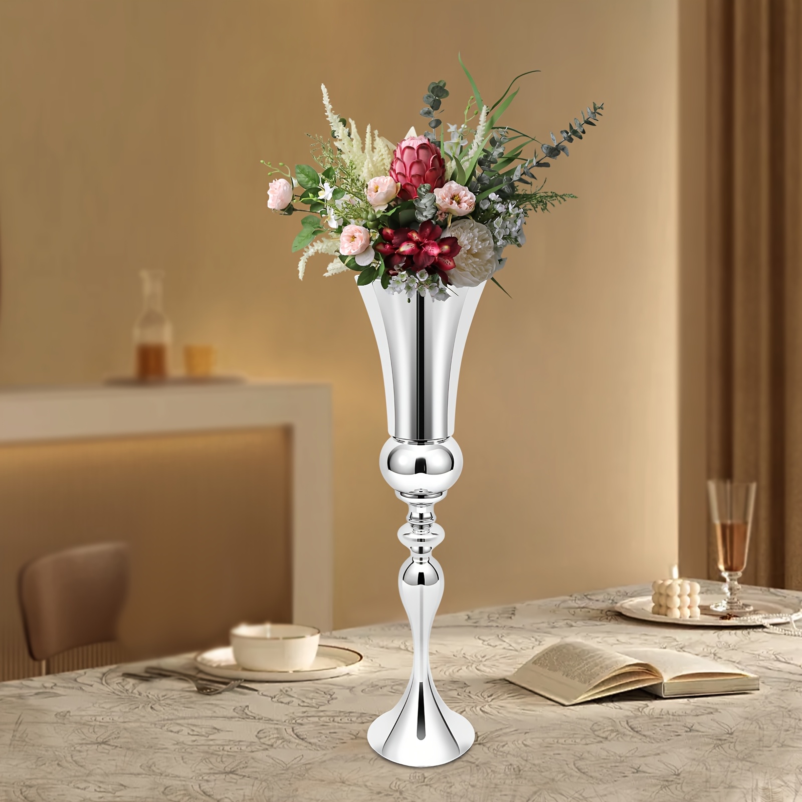 Tabletop Flower Vase, Small Vases, Decorative Iron Vase 20 X 74cm For Homes, Restaurants, , Coffee Shops, Hotels