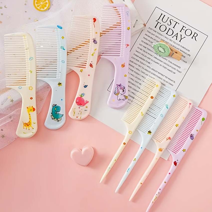 two piece gorgeous hair comb set portable anti static plastic hair comb ideal for gifting cartoon animal comb hairdressing comb fine tooth pointed tail comb set