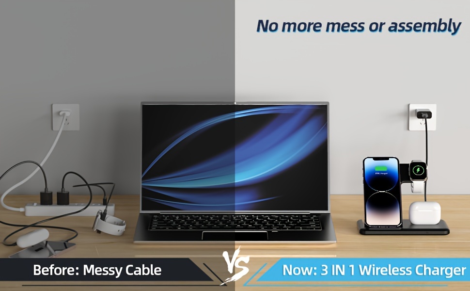 3-in-1 Foldable Wireless Charger – Fast Charging Station for iPhone, Apple Watch & AirPods