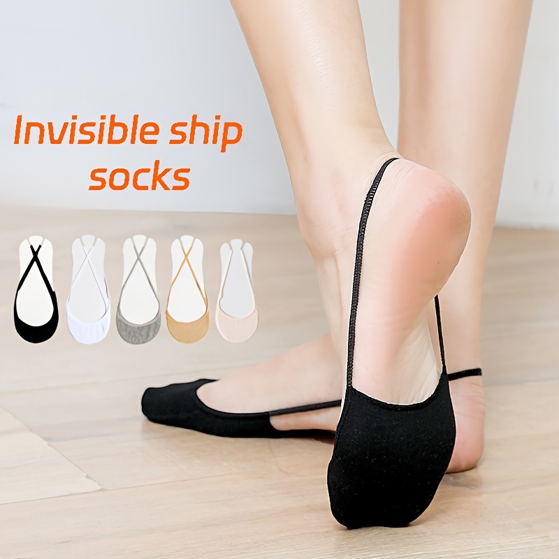 

5 Pairs Casual Suspender Socks, Non-slip High Heels Invisible Socks, Women's Stockings & Hosiery