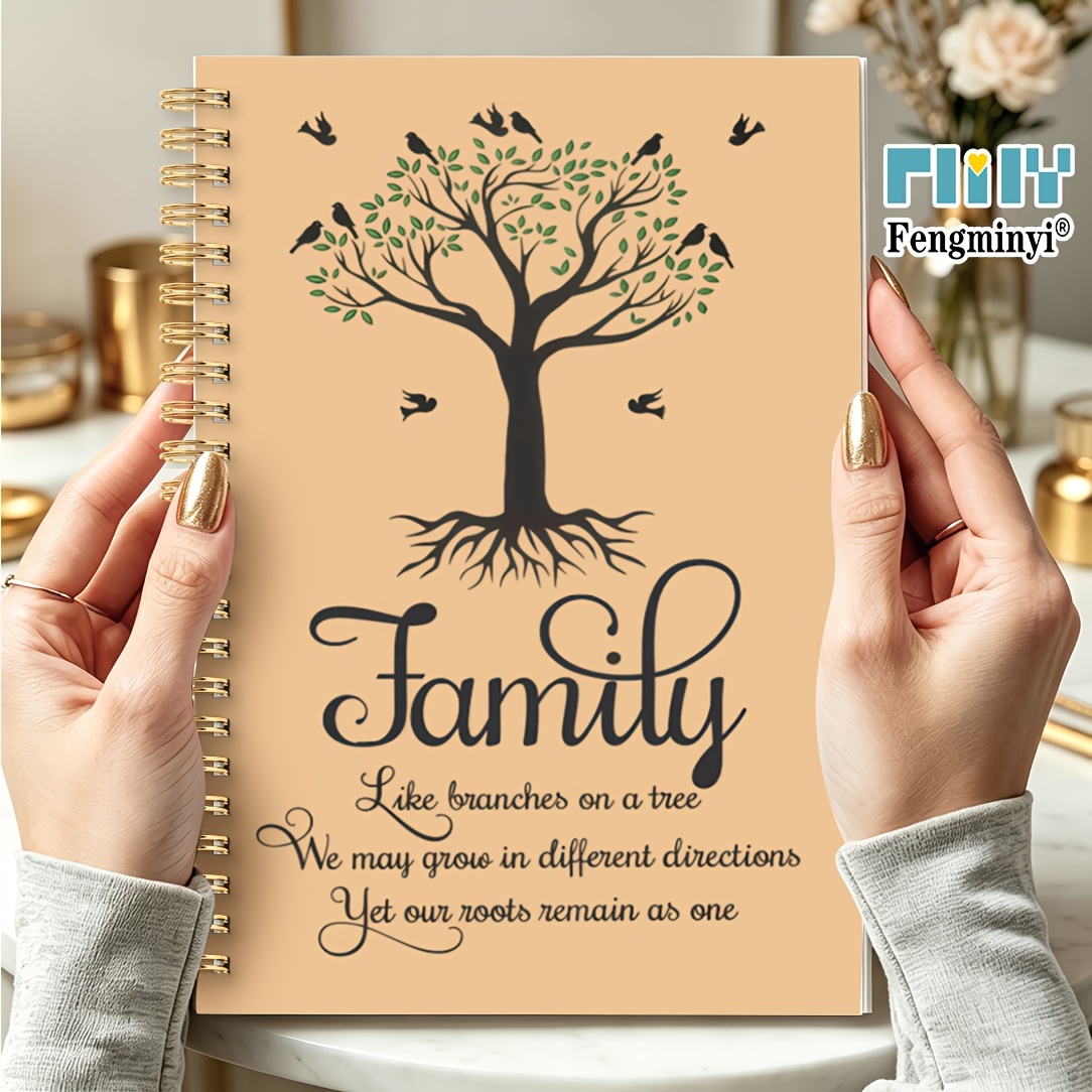 TEMU 1pc Family Tree Journal - Elegant , Spiral Genealogy Diary, 5.5x8.3 Inches (14x21 Cm) For Genealogy, Birthday/anniversary Gift, Durable Paper,