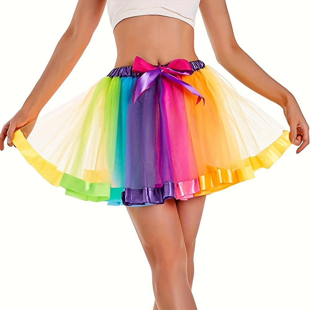 

1pc, Tutu Skirt For Women And Youth, Pastel Clown Tutu Halloween Dress Up Dance Tutu Holiday Costume Birthday Theme Party 80s Tutu Skirt, Glow Party,