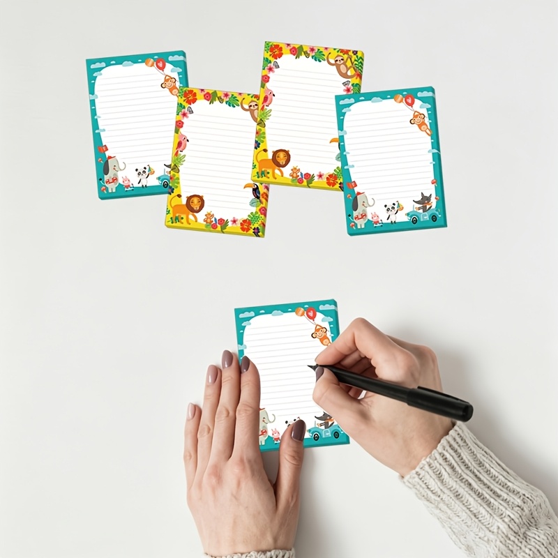 2-Pack Lined Cartoon Jungle Animal Border Notepads for Notes