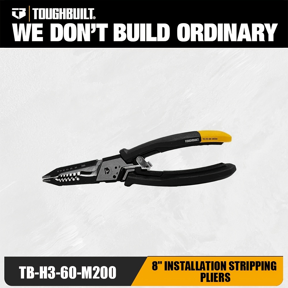 

Toughbuilt 8" Electrical Installation Stripping Pliers - Hand Tool With Anti-slip Handle, Model Tb-360-, Professional Use